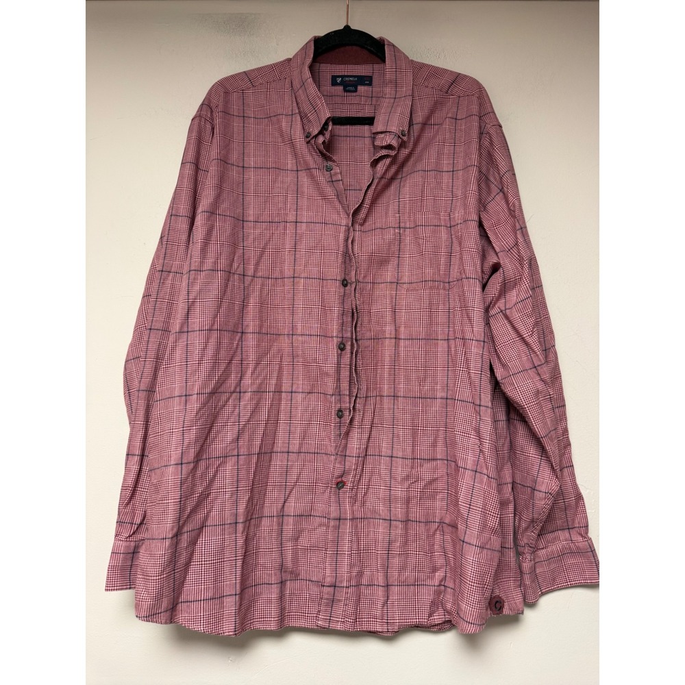 Cremieux Button Down Shirt Mens XXL Red Navy Plaid Cotton Excellent Long Sleeve
